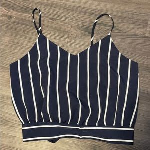 Blue and white striped crop top